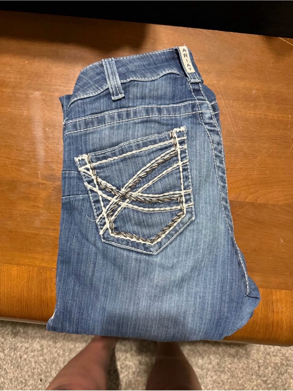 Ariat Women's Medium Blue Bootcut Jeans with Contrast Pocket Stitching